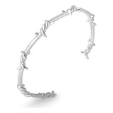 Pulseira Arame Farpado Aço 316l Prateado Bracelete Ajustável