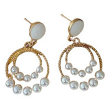Aritos De Mujer Elegantes Delicados Circular Perlas Layered