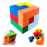 Cubo Para Montar Cubo Encaixe Quebra Cabeça 3d Madeira