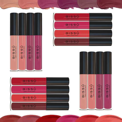 Labiales Liquido Mate Bissu Labios Set 4 Tonos