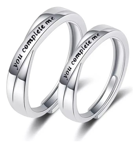 Anillo Compromiso Alianza Pareja Plateado You Complete Me