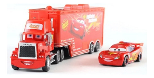 Trailer Mack Y Carro Rayo Mcqueen Cars Metal Plástico 