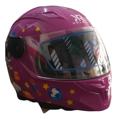 Casco Cerrado Infantil Rosa Con Luz