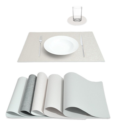 Individuales Mesa + Posavasos 45 Cm X 30 Cm Impermeable X 6u