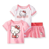 Conjunto Hello Kitty 3 Piezas : Body, Polera Y Faldita Niña