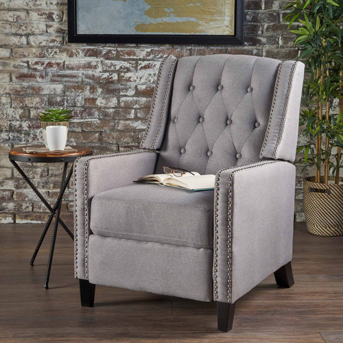 Silla Reclinable En Tela Peluda Noble House Madalyne,