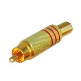 Plug Rca Macho 6mm - Dourado Vermelho