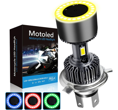 Autofast Faros Led Para Moto, 4 Colores De Luz Cambiantes