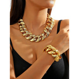 Pack Collar + Pulsera Chunky Metal Cadena Grande Eslabones