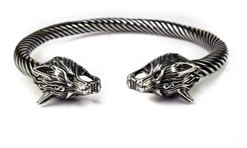 Pulsera Lobo Vintage Acero Inoxidable Hombre Mujer Unisex