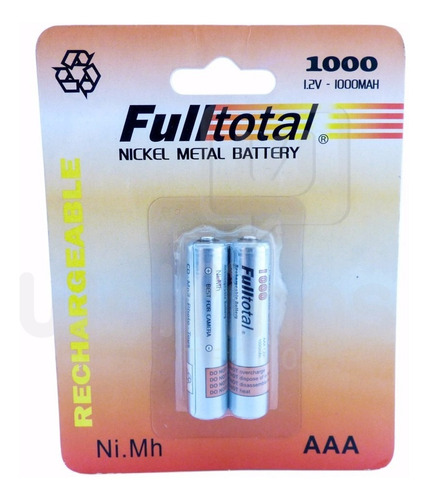 2 Pilas Aaa Recargables 1000 Mah Telefonos Juguetes Luces