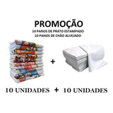 10 Panos De Prato Estampado Lindo + 10 Panos De Chão Branco