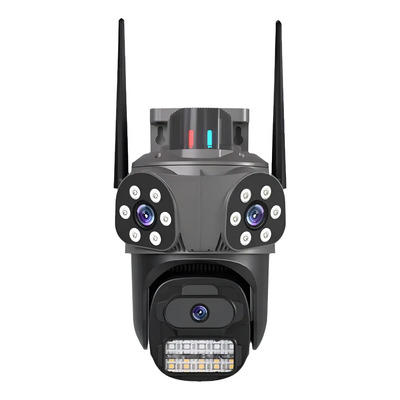 Câmera Segurança A35 Lente Tripla Sirene App Icsee 9mp Cor Preto | Frete grátis