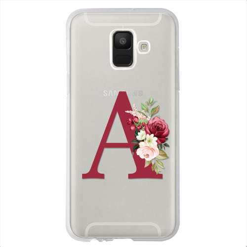 Funda Galaxy Antigolpes Flores Personalizada Con Tu Inicial 