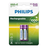 Pilha Recarregável Philips Palito Aaa C/2 1000mah