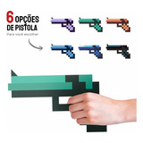 6 Opções Pistola Arma Minecraft Brinquedo Mdf 20cm
