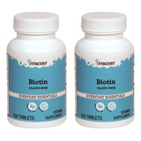 2x Biotina 10.000 Mcg - 100 Tabletes Vitacost Importado