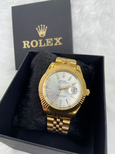 Relógio Rolex Masculino Datejust Dourado Com Branco