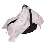 Manta Protectora Cubre Porta Bebe Floral Ultra Suave Calida Color Rosa Claro