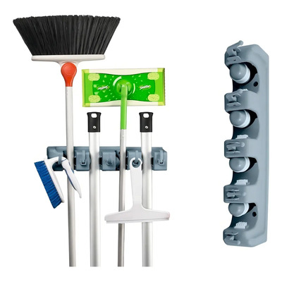 Colgador Organizador Trapeador Escoba 4 Espacios 5 Ganchos | MercadoLibre