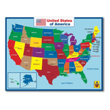 Póster Laminado De Mapa De Estados Unidos, Póster Educativ