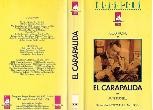 El Carapalida Vhs Bob Hope Jane Russell Vhs Nuevo