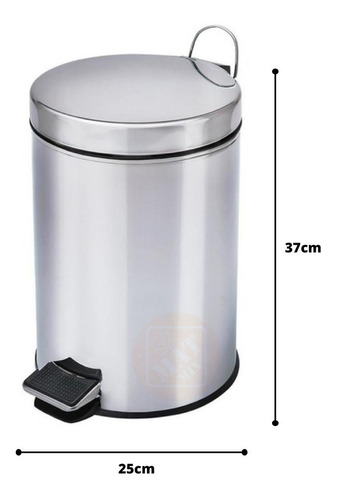 Lixeira Inox 12l Pedal Balde Interno Plástico Matmix