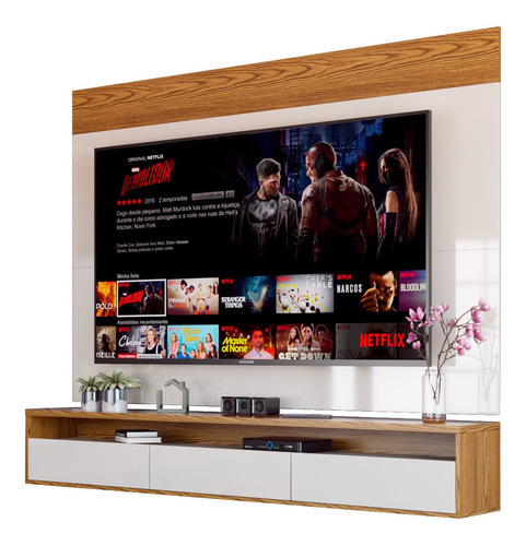 Estante Home Tv 65 Life 1.8 Off White/freijó - Móveisaqui