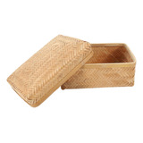 Caja De Almacenamiento De Té Hecha A Mano De Bambú Tejido A