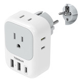 Adaptador De Corriente 7 En 1 Para Francia, 3 Puertos Usb (1