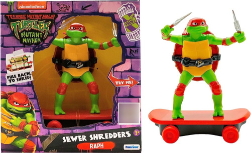 Muñeco Figura Tortugas Ninja Skate Pullback Raphael