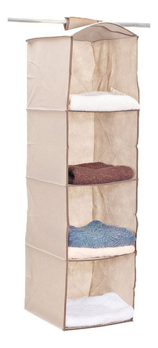 Organizador De Tela Colgante 4 Estantes Beige 35x35x92 Cm