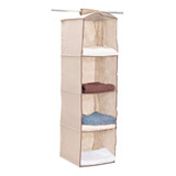 Organizador De Tela Colgante 4 Estantes Beige 35x35x92 Cm