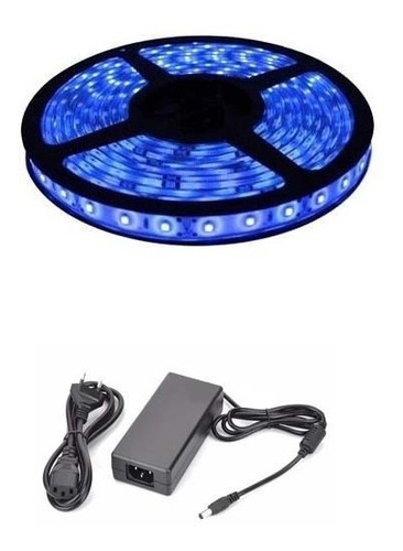 Tira Led Azul 5050 Exterior Ip 65 300 Leds Smd + Fuente 12v