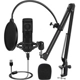 Kit Microfone Condensador Profissional Podcast Estúdio