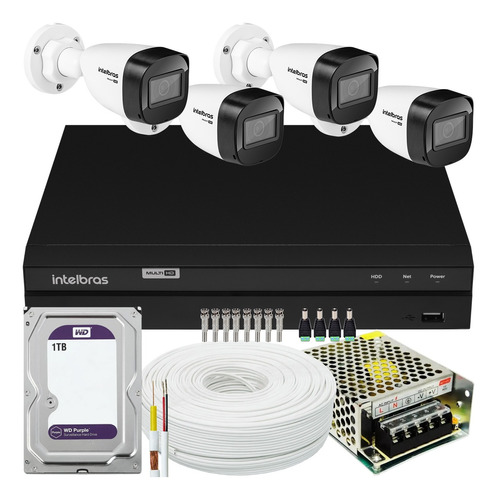 Kit Cftv 4 Cameras Segurança Intelbras Residencial 1t Purple