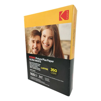 Papel Fotográfico Kodak Lustre Blanco 5x7 260 G Lustre 100 H Blanco
