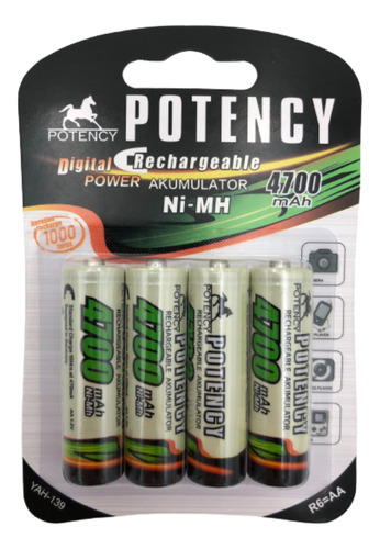 Kit 3 Cartela Pilha Recarregavel Aa 4700mah 