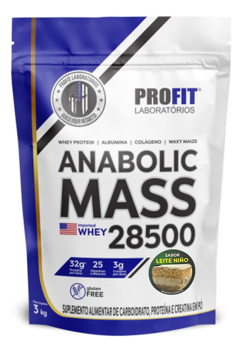 Anabolic Mass 28500 - 3kg - Profit Labs Sabor Leite Ninõ