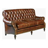 Sofa De Piel Chesterfield Elegante Muebles Finos En Madera