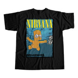 Camiseta Simpsons Bart Nevermind Nirvana T-shirt Camisa Rock