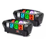 Kit 2 Mini Moving Spider Beam 8 Leds De 5w Rgbw Strobo Dmx