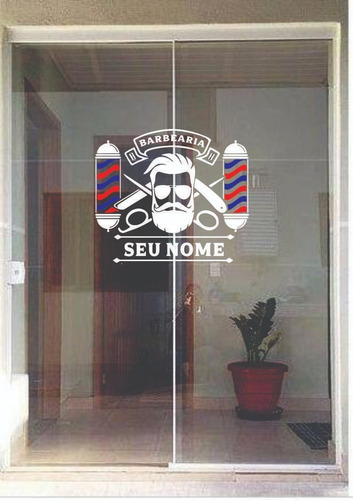 Adesivo Barbearia Barbeiro Salão Porta Vidro Parede N°133.1