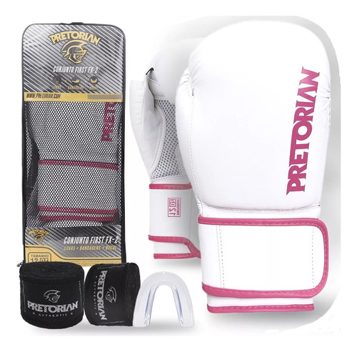 Kit Luva De Boxe Muay Thai Fx2 Bandagem + Bucal - Pretorian