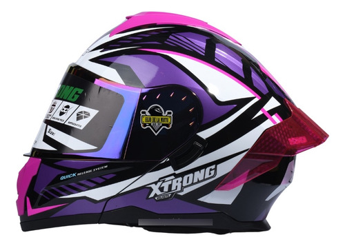 Casco Abatible Xtrong Xtr-901 Mask Con Luz- Morado Brillante