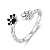 Anillo Ajustable Patitas De Mascota Plata 925 Mujer