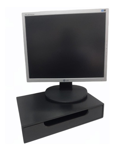 Suporte Base Para Monitor D Mesa Com 1 Gaveta Multiuso Preto