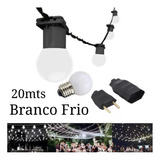 20mt Varal Cordão Festão Luz+lâmpada Bolinha Léd 2,5w 6500k