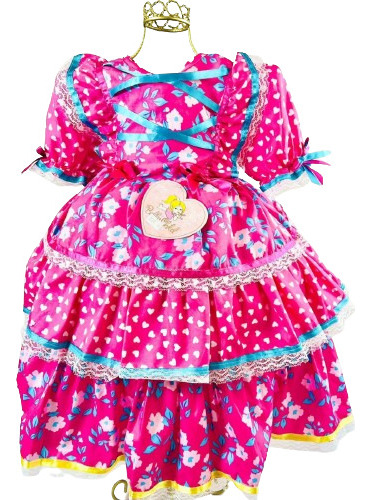 Vestido Infantil Juvenil Festa Junina Luxo Colorido 4 Ao 12