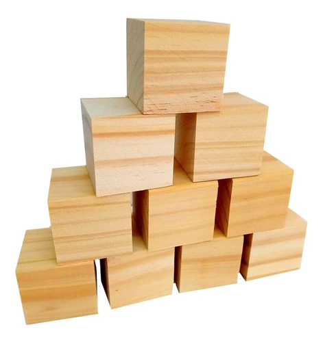 Bloques Apilables Cubos De Madera 4,5 X 4,5 Cm (10 Unidades)